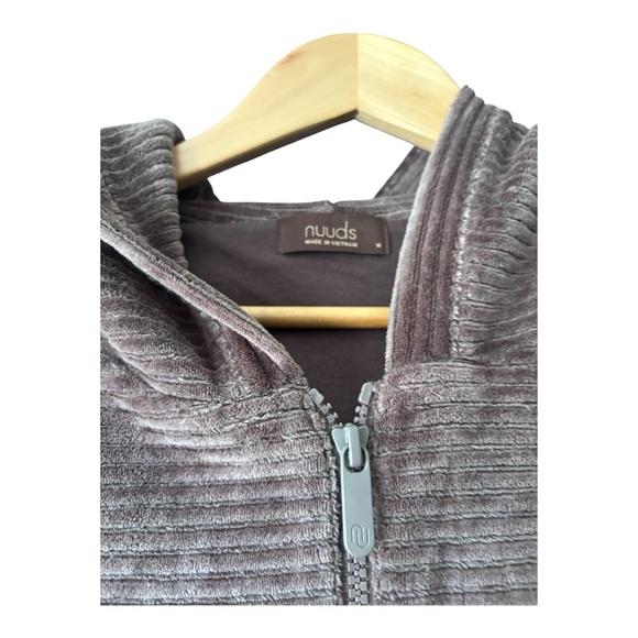 nuuds Full Zip Ribbed hoodie Chocolate Brown Size M - Picture 4 of 10